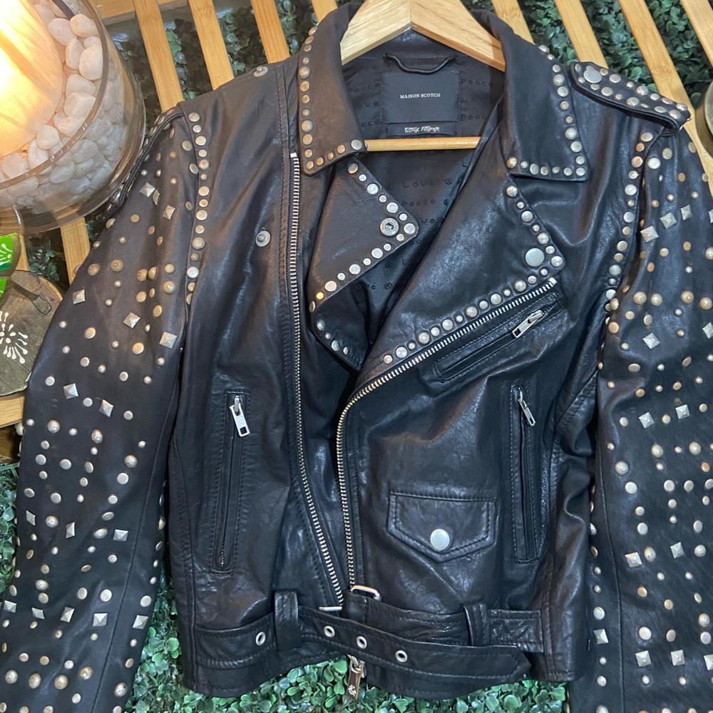 MAISON SCOTCH VINTAGE STUDDED LEATHER JACKET  . Size - M - Picture 9 of 17